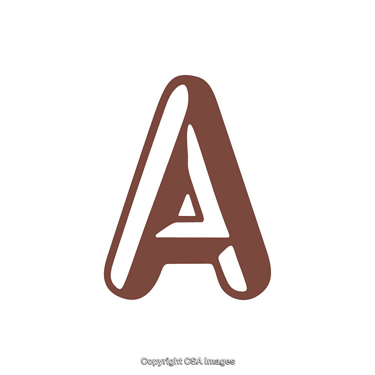 Stylized Artistic Capital Letter A in Brown On a White Background