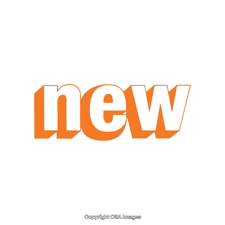 Bold Orange 'New' Text Graphic on White Background