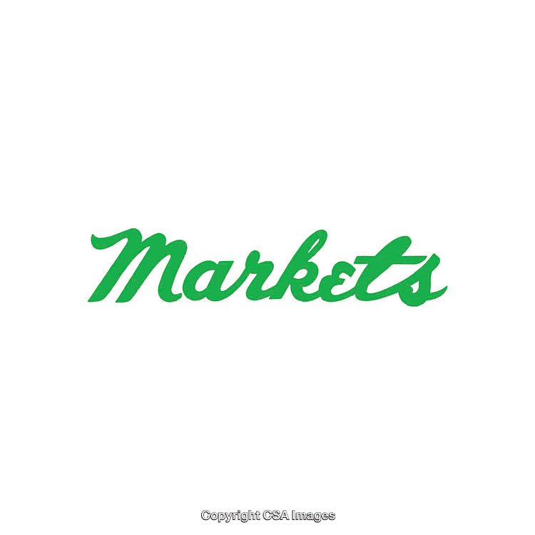 Green Markets Text in Bold Cursive on White Background