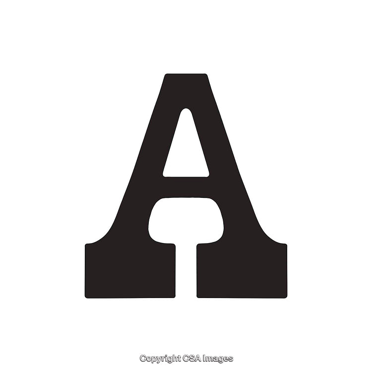 Bold Monochrome Stencil of the Letter 'A' on White Background