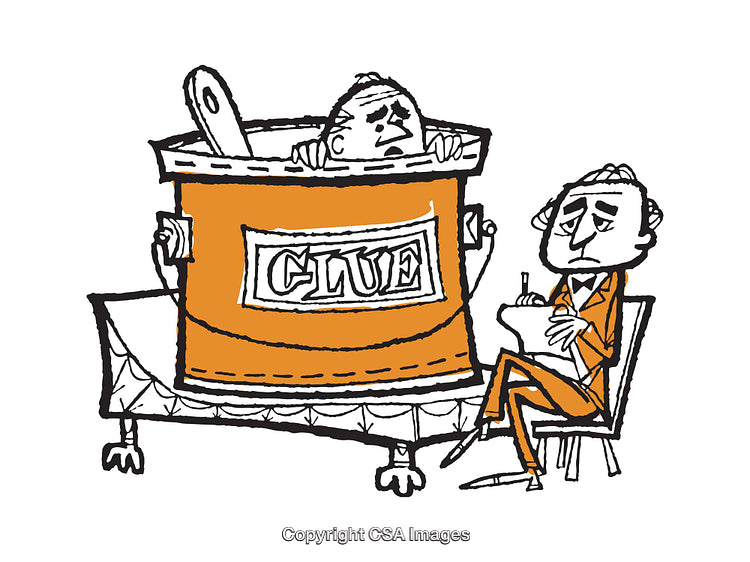 Amusing Illustration of a Man in a Glue Can with Observer