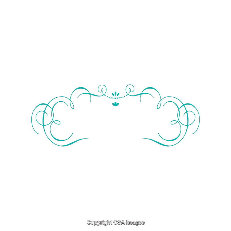 Elegant Curled Floral Design Element with Symmetrical Scroll Patterns