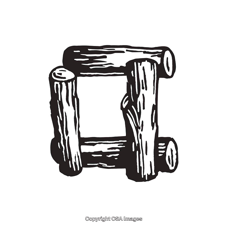 Letter O Created from Wooden Logs in Rustic Illustration Style