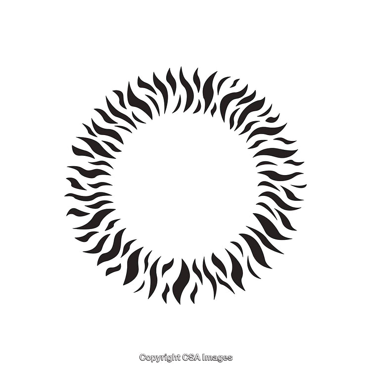 Circular Decorative Element With Black Flame-Like Shapes
