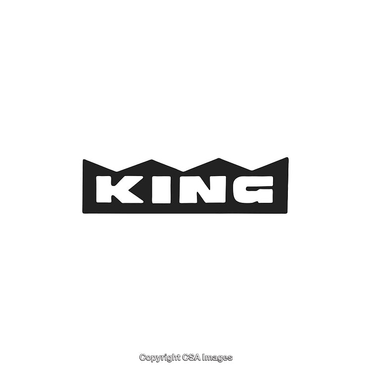 Crown-Shaped Black Logo Featuring the Word King in Bold Letters