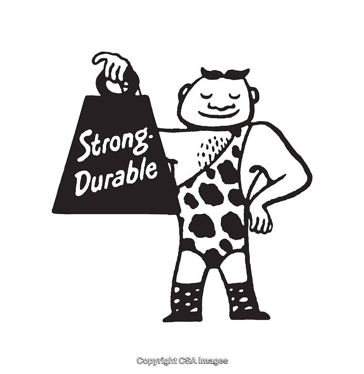 Black and White Line Art Illustration of a Strong Character Holding a Weight
