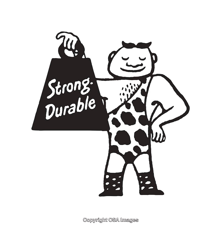 Black and White Line Art Illustration of a Strong Character Holding a Weight