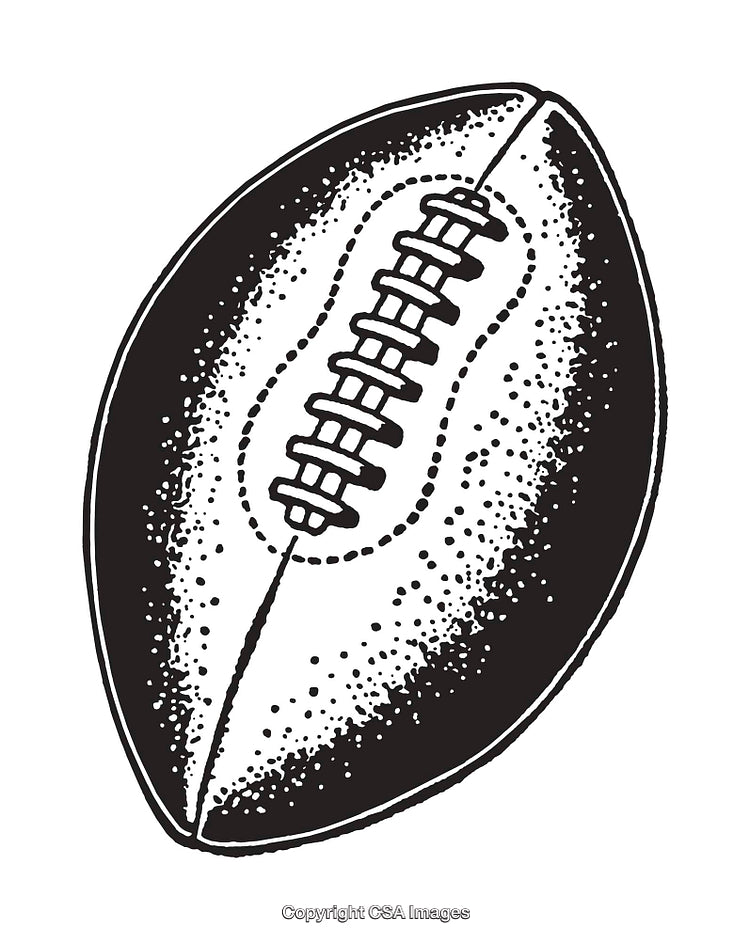 Black and White Line Art of a Football Illustration