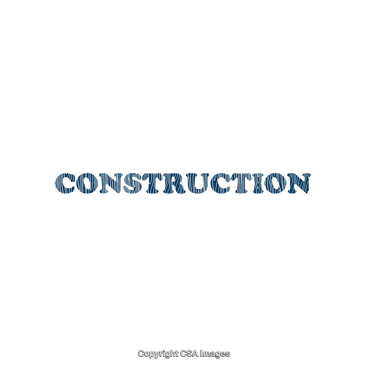 Minimalistic Blue Construction-Themed Typography on White Background