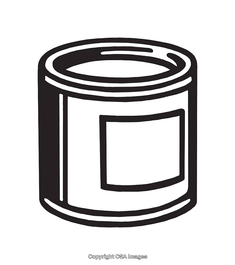 Black And White Line Art Illustration of a Cylindrical Can
