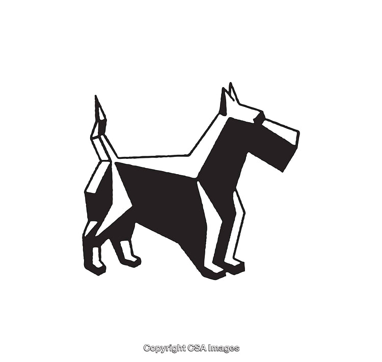Minimalistic Origami Dog Design in Black and White Illustration