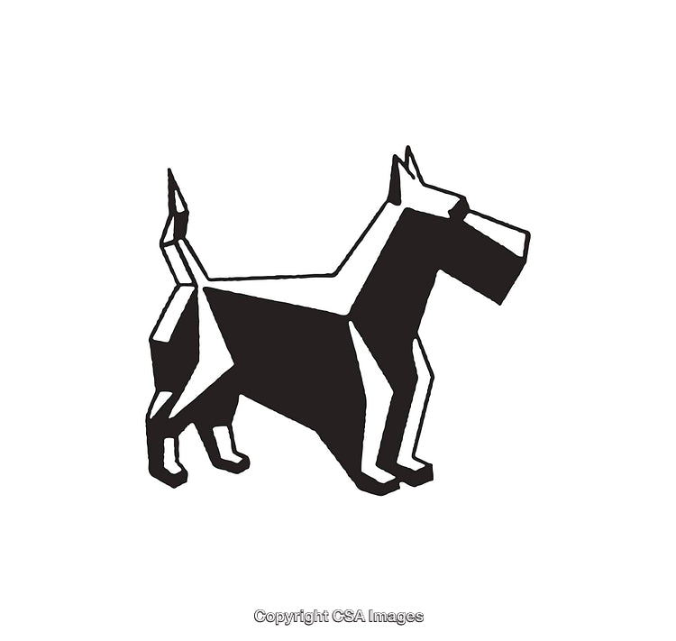 Minimalistic Origami Dog Design in Black and White Illustration