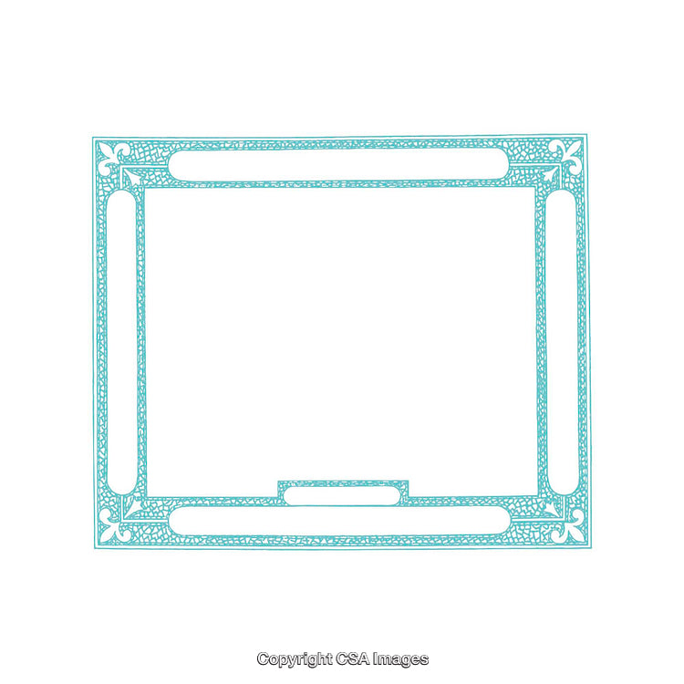 Elegant Blue Border Frame with Ornamental Design on White Background