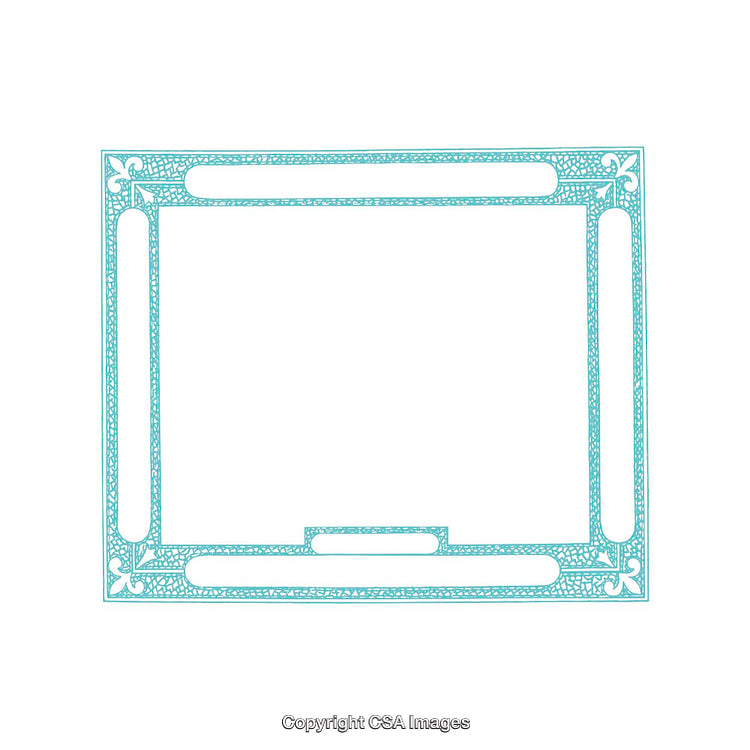 Elegant Blue Border Frame with Ornamental Design on White Background