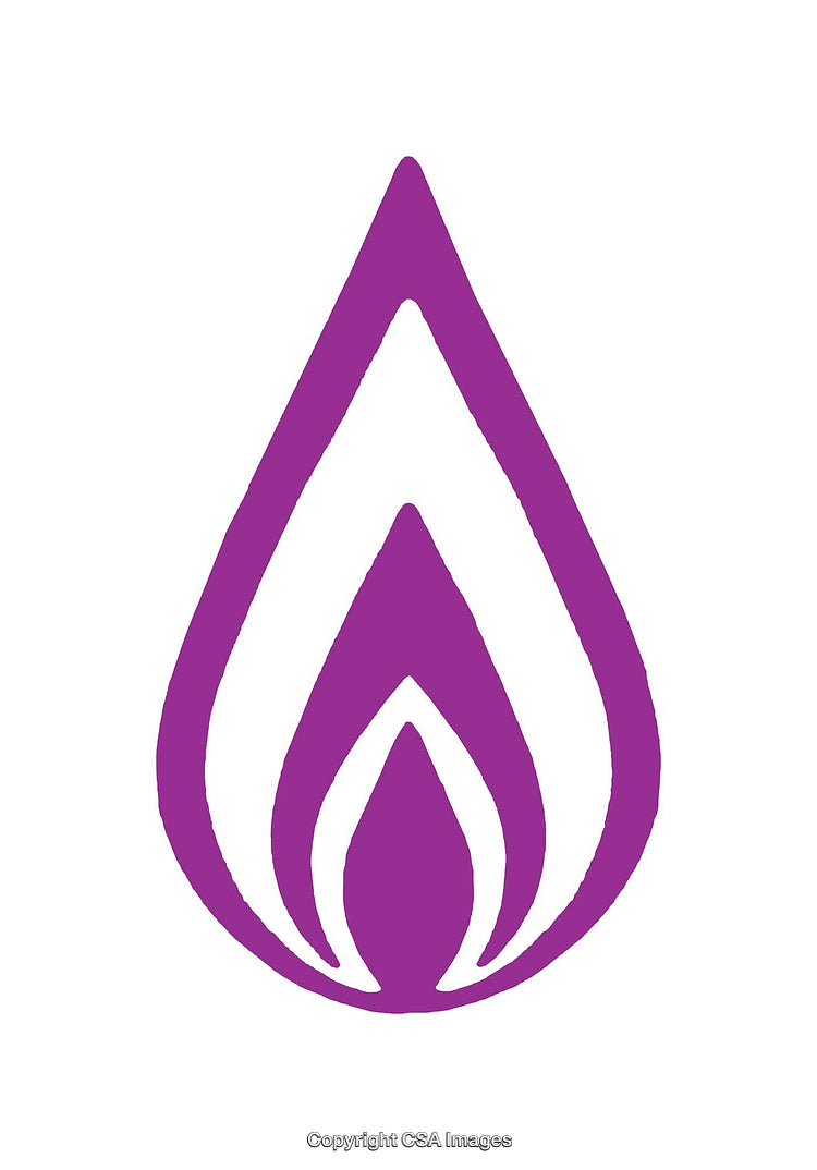 Purple Flame Icon With Geometric Design in Minimalist Style