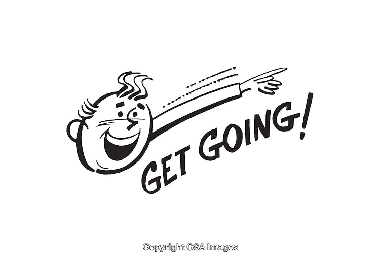 Retro-Inspired Black and White Motivational Illustration with Cartoon Character
