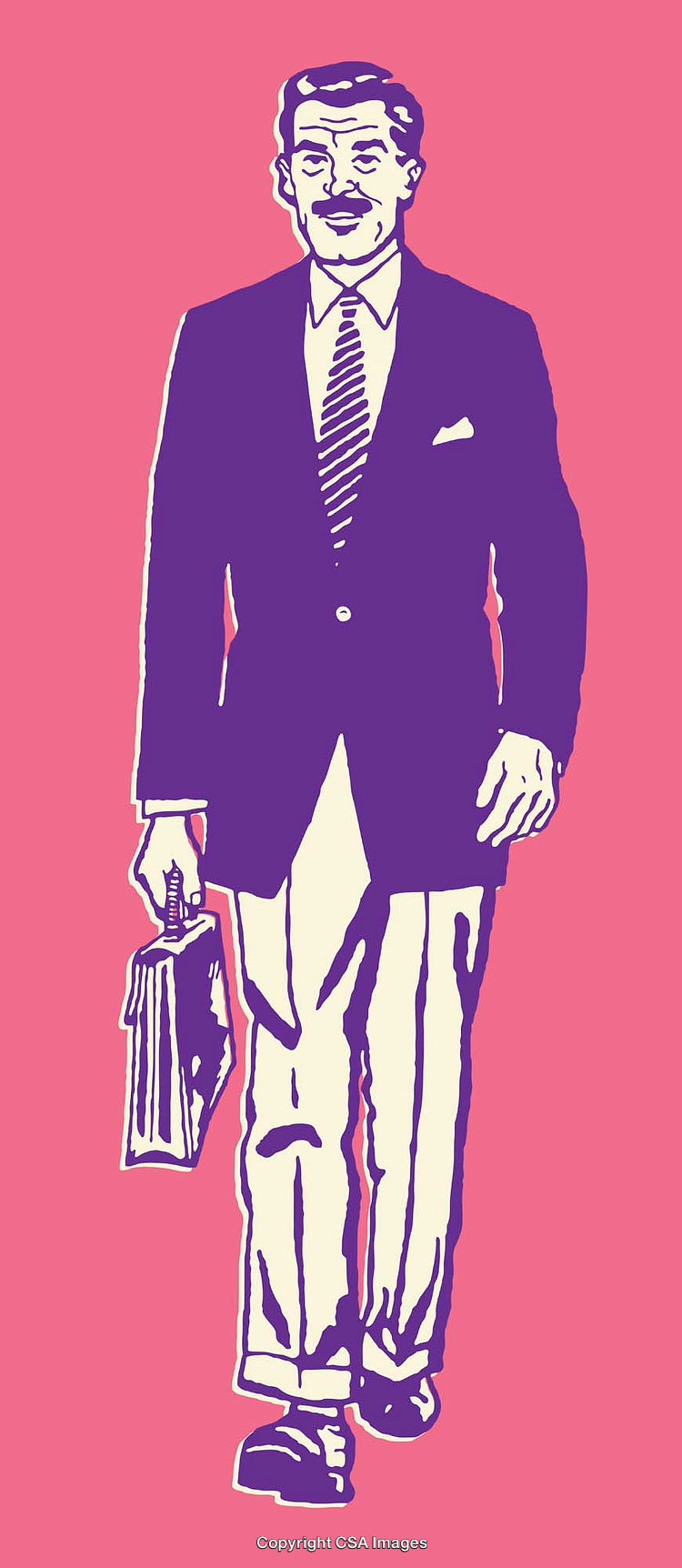 Colorful Line Art Illustration of a Businessman with Briefcase