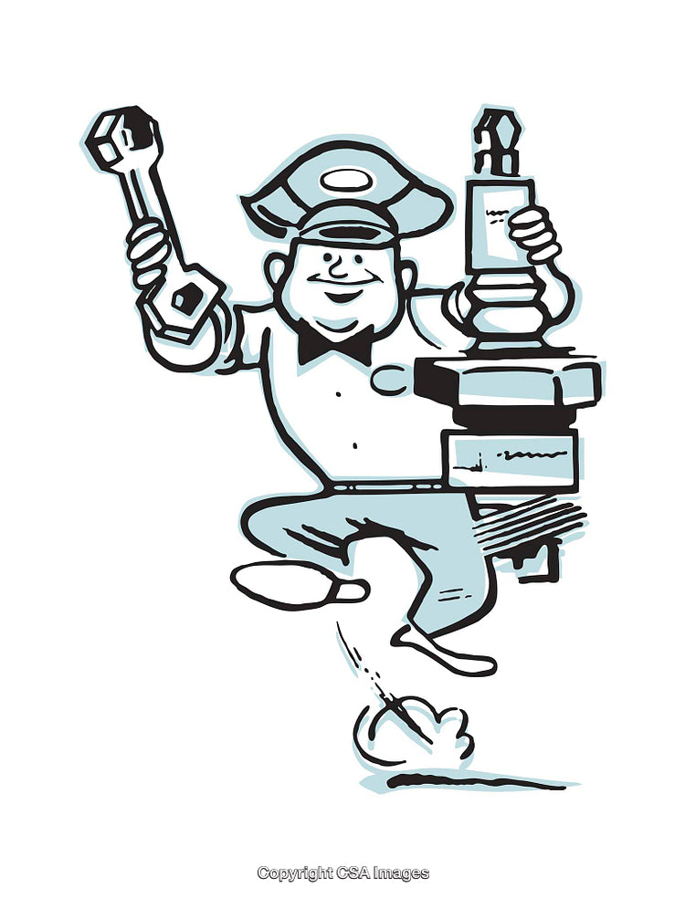Cartoon Mechanic Holding Tools in Dynamic Pose
