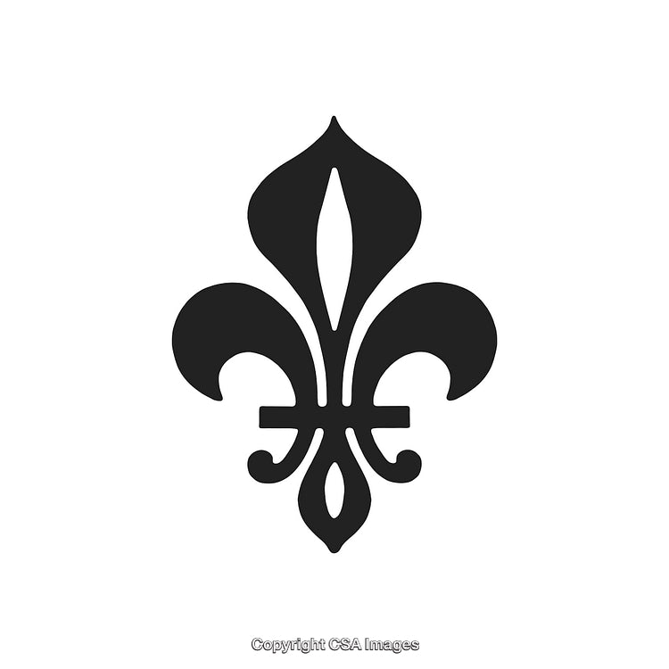 Elegant Black Fleur-De-Lis Silhouette Symbol on White Background