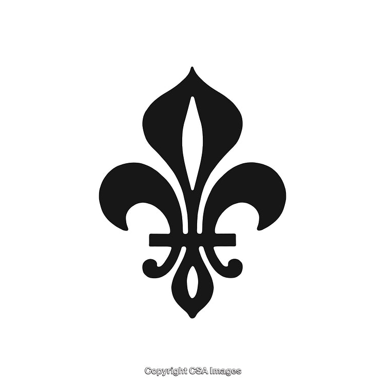 Elegant Black Fleur-De-Lis Silhouette Symbol on White Background