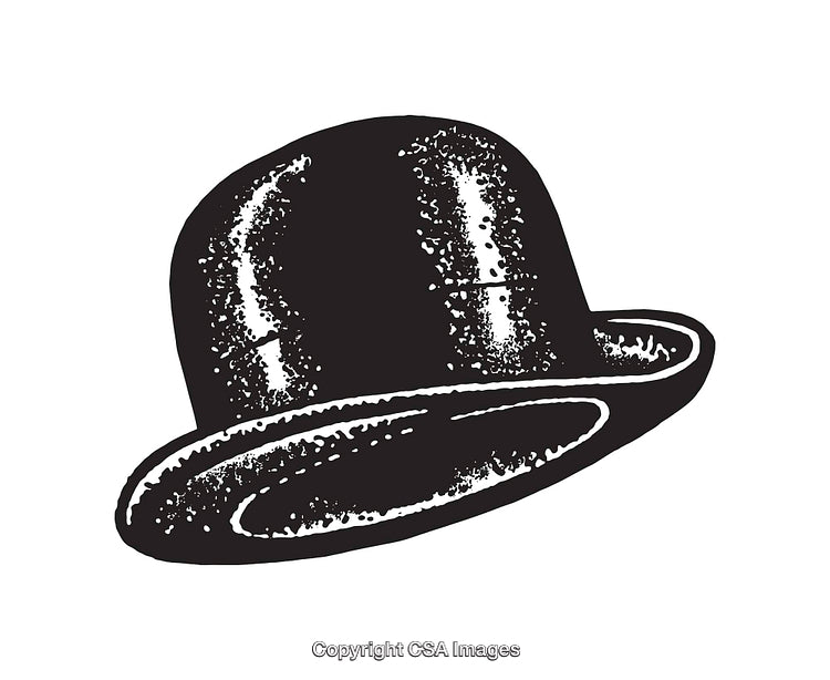 Vintage Black And White Line Art Illustration of a Formal Hat