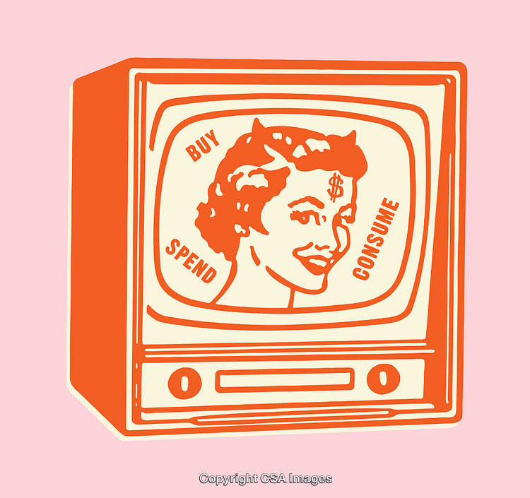 Vintage Style Advertising Concept of Consumerism in Pop Art Design