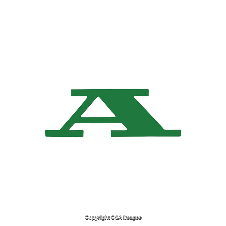 Green A-Shaped Monogram on a White Minimalist Background