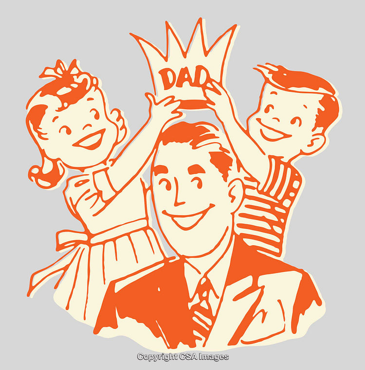 Retro Illustration of Family Celebrating Fatherhood and Parental Love