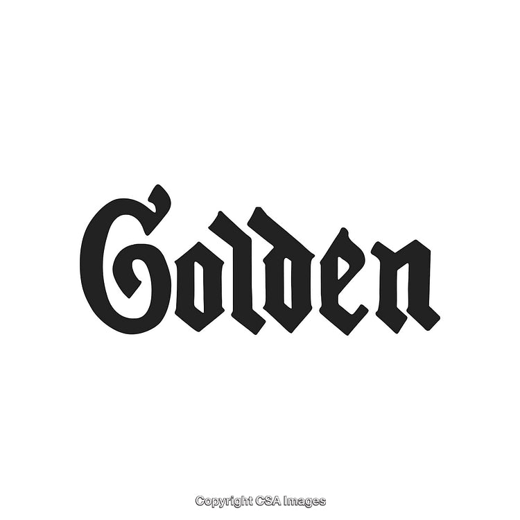 Black Lettering 'Golden' in Gothic Style on White Background
