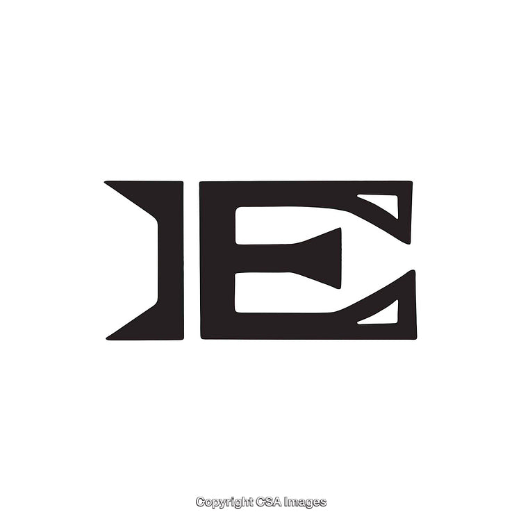 Stylized Black Capital Letter E on a White Background