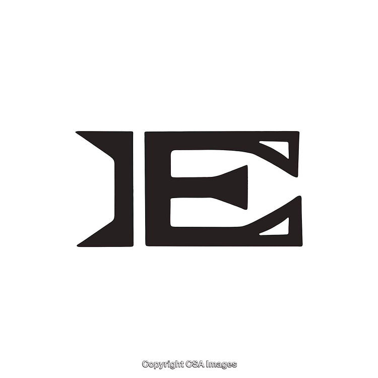 Stylized Black Capital Letter E on a White Background