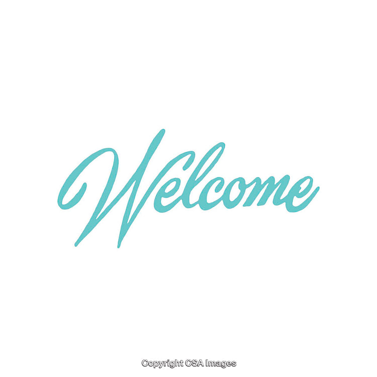 Elegant Turquoise Welcome Text on a Clean White Background