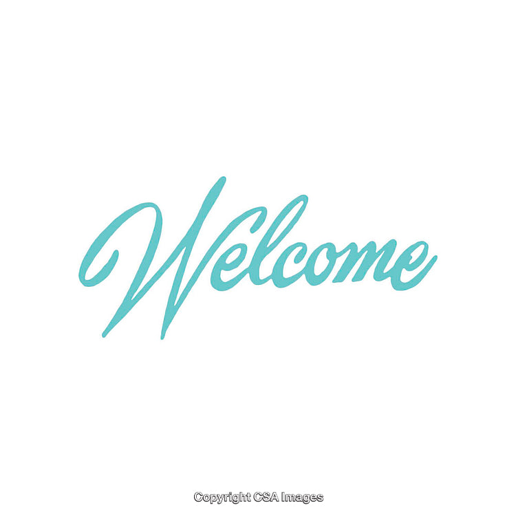 Elegant Turquoise Welcome Text on a Clean White Background