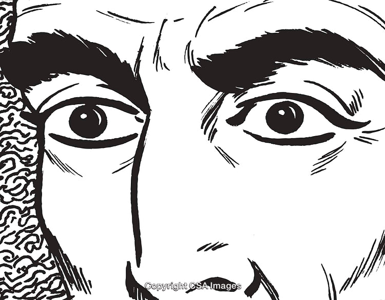 Hand-Drawn Black Ink Artistic Face Illustration Close-Up With Bold Details