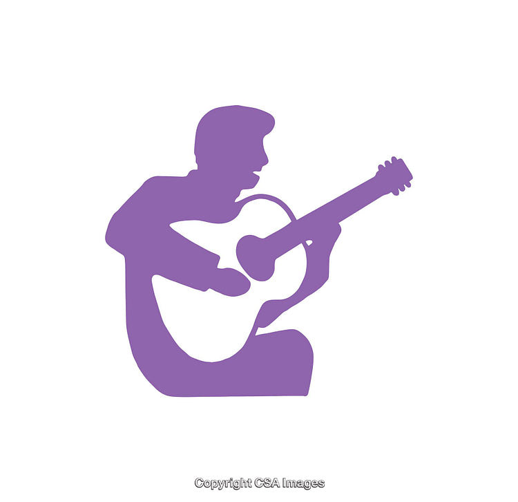 Silhouette Illustration of a Guitarist Playing Acoustic Guitar