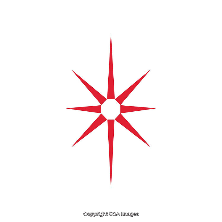 Red Eight-Point Star Symbol on a White Background