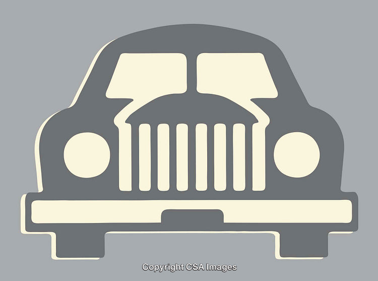 Classic Car Silhouette Illustration Featuring Vintage Vehicle Front