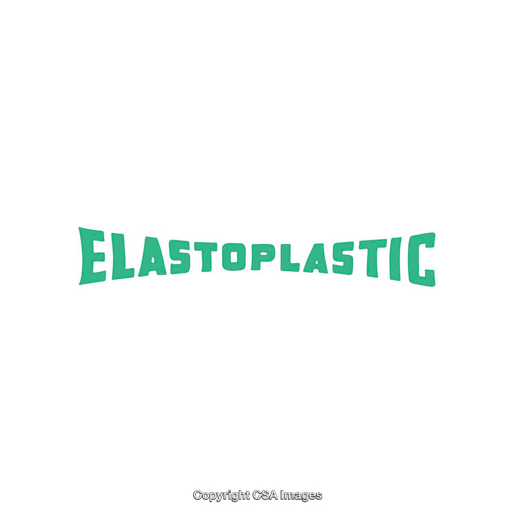 Green Word Design Featuring 'Elastoplastic' Text with Unique Style on White Background