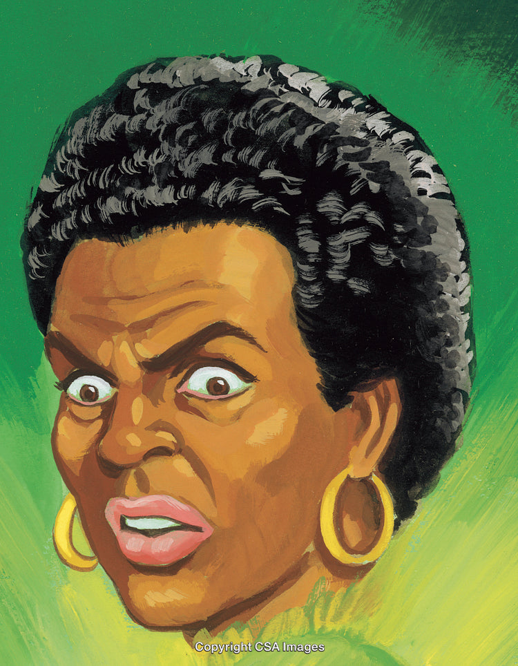 Expressive Illustrated Portrait of a Surprised Woman with Bold Colors