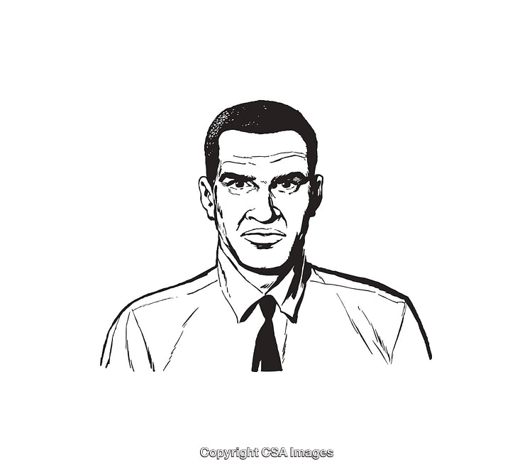 Black and White Line Art Male Business Portrait Illustration