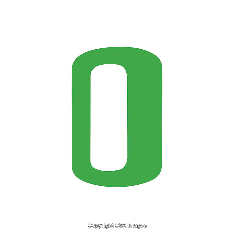 Bold Green Letter O on a White Background in a Minimalist Design