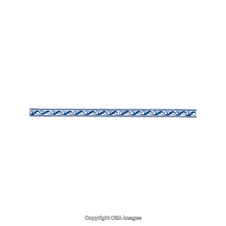 Blue Decorative Border with Wave-Like Patterns and Intricate Design Elements