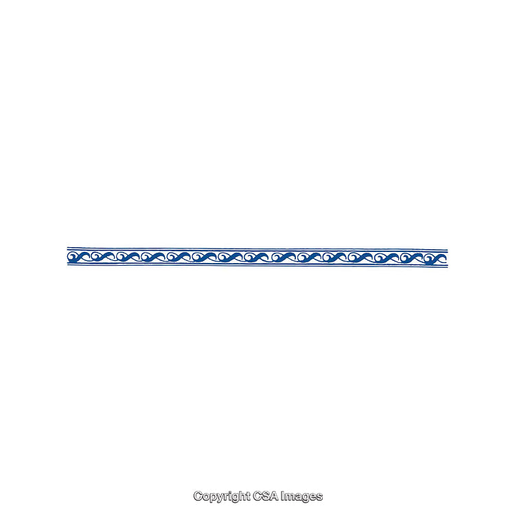 Blue Decorative Border with Wave-Like Patterns and Intricate Design Elements