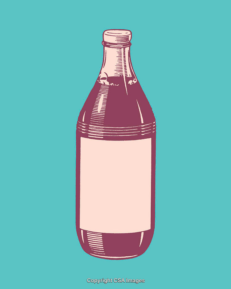 Vintage Style Line Art Illustration of a Glass Bottle