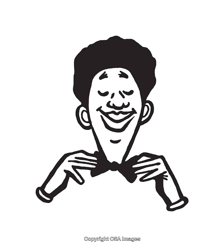 Stylish Cartoon Figure Shot Adjusting Bowtie With Perfect Self-Assured Smile