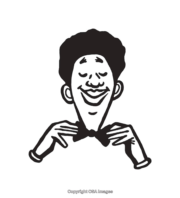 Stylish Cartoon Figure Shot Adjusting Bowtie With Perfect Self-Assured Smile