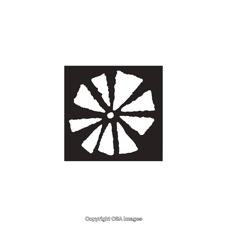 Black and White Abstract Dingbat Image Featuring Geometric Shapes and Patterns