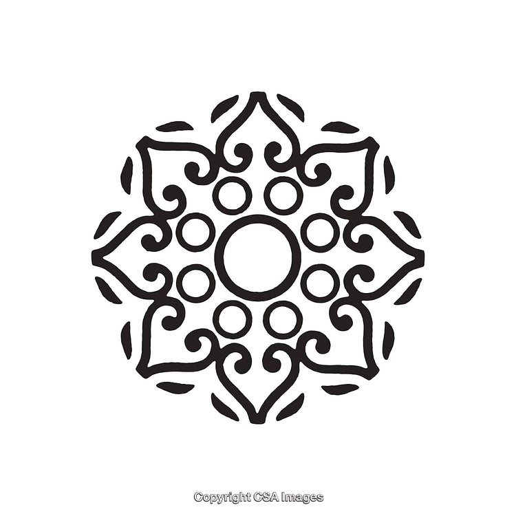 Black and White Elegant Circular Mandala Design with Swirling Patterns