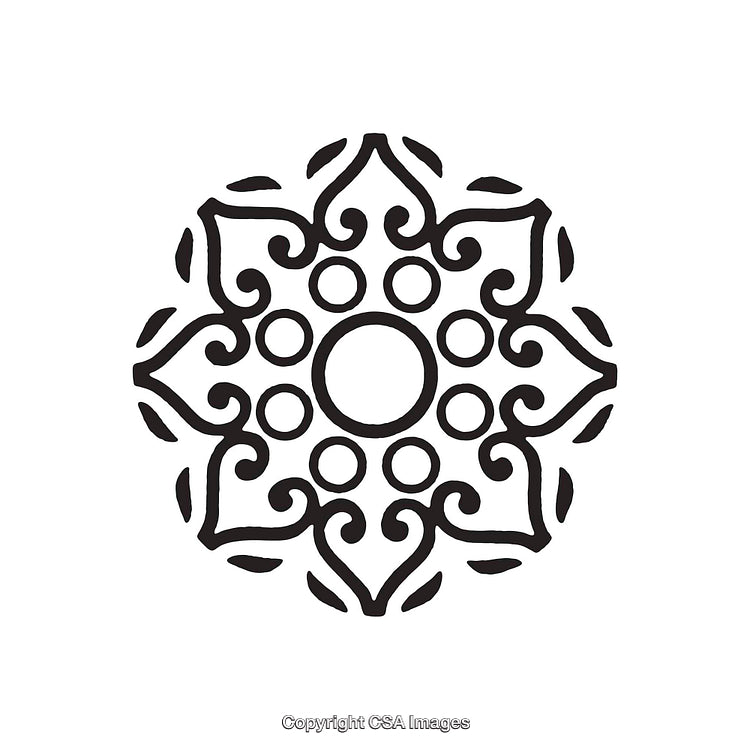 Black and White Elegant Circular Mandala Design with Swirling Patterns