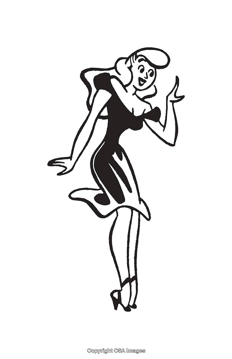 Retro Inspired Black and White Cartoon Woman Illustration